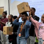 group of high school students participates in the STEAM partnership program