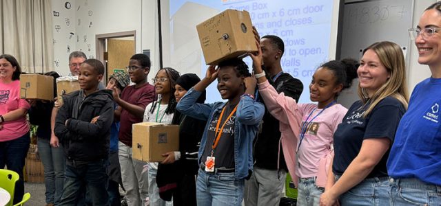 group of high school students participates in the STEAM partnership program