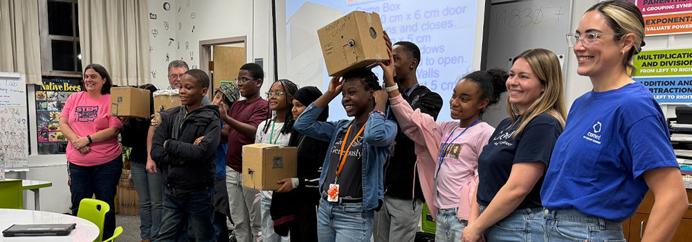 group of high school students participates in the STEAM partnership program